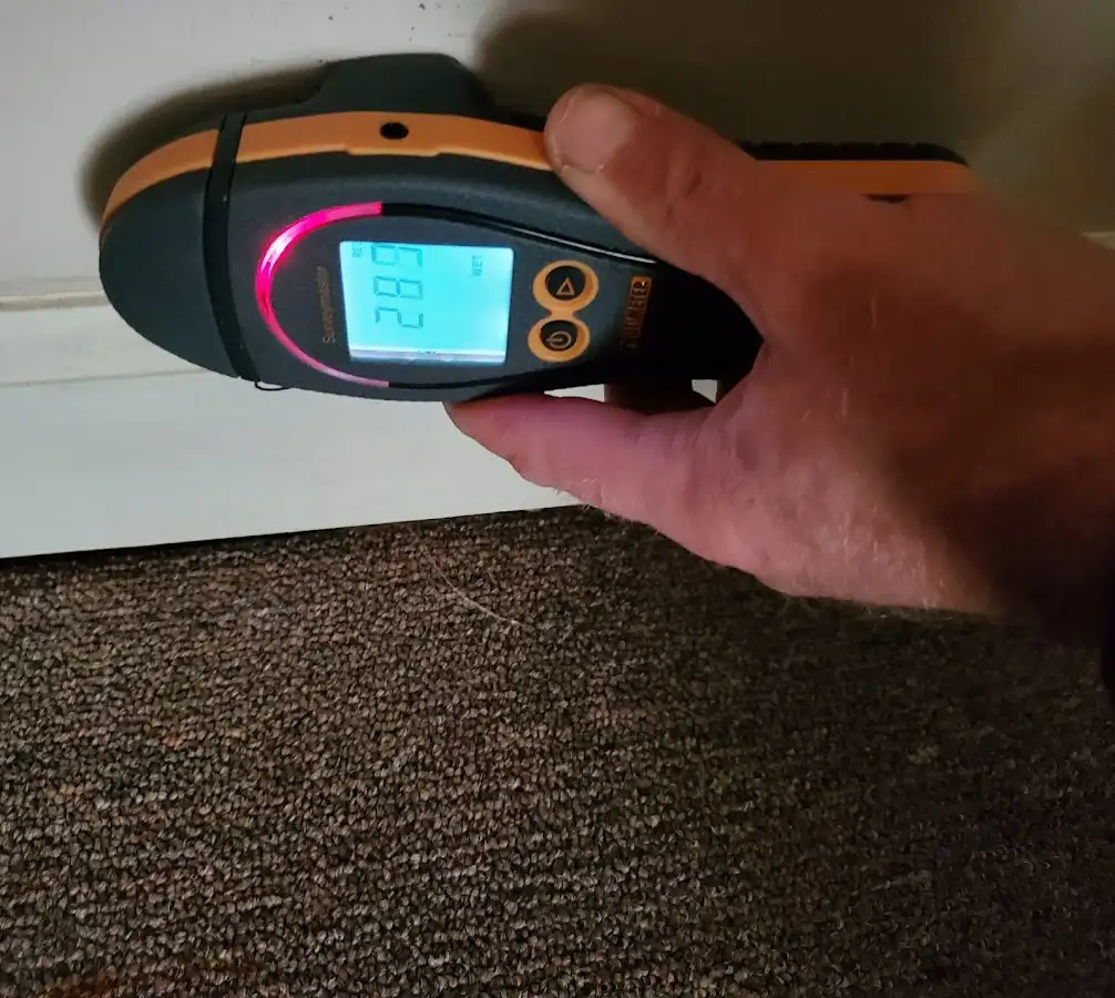 Moisture detection at baseboard during Sewage Cleanup & Sanitation in Ridgefield